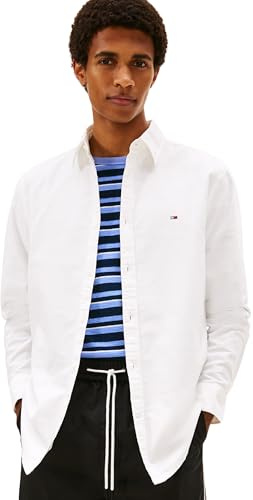 Tommy Jeans Camisa Hombre Oxford Camisa Informal, Blanco (Ecru), XXL