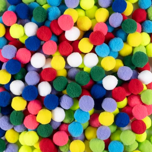 Carehabi 300 Pompones de 3 cm, Multicolor, Fieltro, Decorativos, Festivos, Manualidades, Guirnaldas, Pascua, Navidad