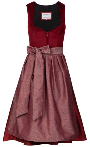 Edelnice Trachtenmode Exklusives Designer Midi Dirndl Luise Samt rot inkl. Dirndlschürze Gr. 32-54 (DE/NL/SE/PL, Numerisch, 48, Regular, Regular, rot)