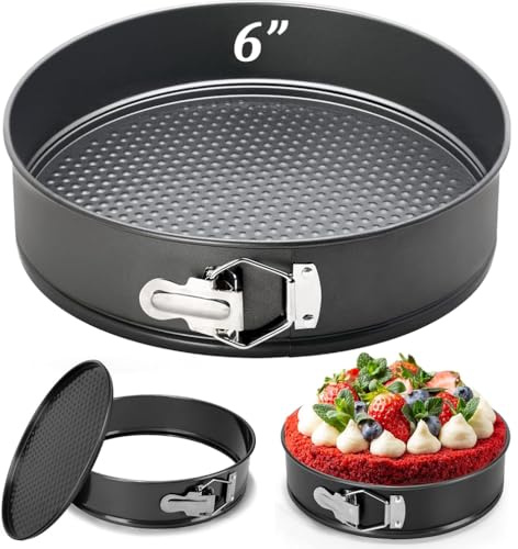 huiziyi 6 Inch Non-Stick Cake Tin for Baking with PTFE, PFOA and BPA Free Non Stick, Round Spring Form Cake pan with Loose Base for Easy Release, Fridge and Freezer Safe
