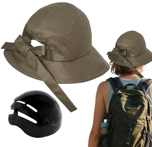Mimoqk Casco de ciclismo para mujer, casco con forma de sombrero de bicicleta, ala ancha, ligero, desmontable, resistente al viento, para exteriores, camping, deportes, pesca, senderismo, color verde