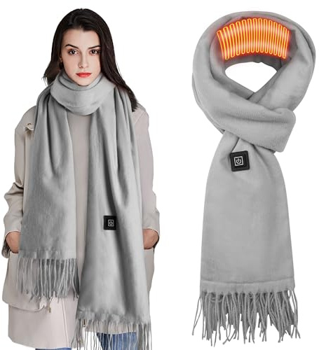 CHEPULA Beheizbarer Schal mit 3 Temperatureinstellungen, USB-Elektroschal zur Linderung von Nackenschmerzen, weiche, warme Winterschals für Damen Herren, ideal für den Winterpendelverkehr im Freien