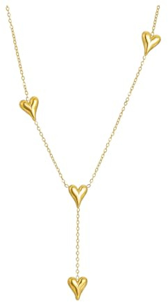 AllerPierce Y-Halskette aus Edelstahl 18k Vergoldet Herz Anhänger Dekorative Kette Mode Schmuck Damen Geschenke für Freundin