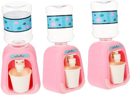 SOPOTUTU 3 Piezas Mini Dispensador de Agua Decorativo para Casas de Muñecas Juguete de Fuente de Agua Miniatura y Compacto para Simulación Infantil de Color Rosa