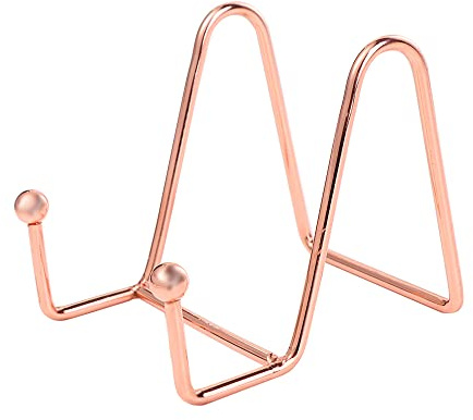 Soportes de placa de metal para exhibición, soporte de placa, soporte de exhibición de caballete, soportes de marco de metal para fotos, imágenes, plato decorativo (oro rosa, S)