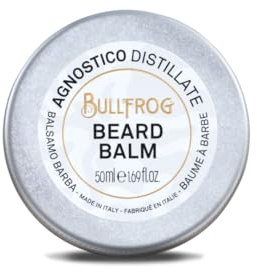 Bullfrog - Agnostico Distillate Balsamo da Barba, 50 ml, Cremoso, Nutriente, Ammorbidisce e Cura la Barba, Dona una Finitura Lucida, con Note di Anice e Liquirizia, Prodotto in Italia