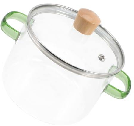 Hemobllo Pentola Per Zuppa in Vetro 1600ml Con Coperchio Pentola Per Pasta Da Cucina Resistente Al Calore Casalinghi Con Manici Doppi Utensili Da Cucina Per Uso Domestico e Riscaldamento Alimenti