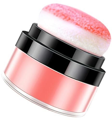 Blush en Poudre avec Houppette, Maquillage Coussin pour Joues | Effet et Rosé, Format Compact Portable, Tête Champignon avec Accessoire Plus Doux