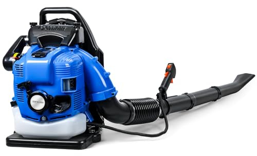 Souffleur à dos à essence 4 temps 75,6 cc | Souffleur de feuilles et aspirateur à feuilles puissant avec réservoir de 1,9 l, volume d'air 750 CFM et 7000 tr/min souffleur dorsal pour grandes surfaces