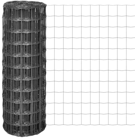 Beetzaun Gitterzaun, Eurozaun Stahl 10 x 1,5 m Grau, Zaun für Hunde, Garten