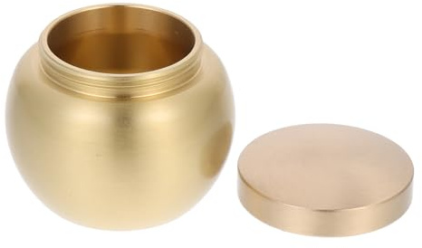 GALPADA Urna Funeraria Pequeña de Cobre Redonda, Urna Cineraria Metálica Sellada para Cenizas Humanas, Recipiente Durable para Almacenamiento y Uso Memorial, Adecuado para Homenajes