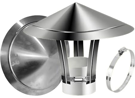 KGLHJDY Rotondo Tetto Comignolo Acciaio Inox Pioggia Copertura Cappello Comignolo per Camino Canna fumaria Furnace Exterior Stove sfiato 80-300mm(190mm/7.48in)