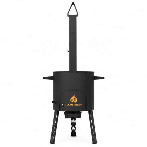 FlameFusion Utschak M - für 12 L Kazan Feuerofen mit Abzugsrohr [Größe wählbar] - Uchag Kasanofen zum Grillen & Kochen, Feldküche, Plov & Pilaw