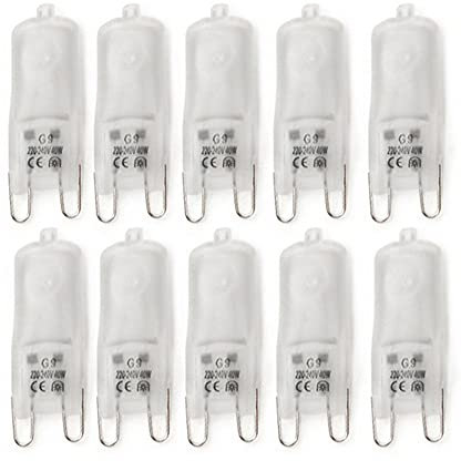 10 x Bombillas Lámpara halógena G9 luz iluminación lámpara blanco cálido 40 W 230 V