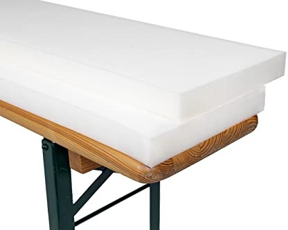 TexDeko 2er Set Bierbank Auflage Schaumstoffpolster 220x25x4cm | Mittelhart RG20 Bequeme Auflage für Bierzeltgarnitur Hussen | ÖKO-TEX 100 | Sitzpolsterung für Bierbank