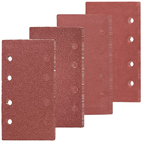 40 Piezas Hojas de Lija, 8 Agujeros 60 80 120 240 Granos Papeles de Lijas 93 x 185 mm Para Ajuste Hoja Lijadora Orbital Multi-lijadora de óxido de Aluminio