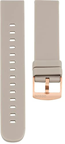 Oozoo Ersatzarmband Uhr 20mm Silikon - Taupe mit roségoldenem Verschluss - Silikonarmband 20mm für Armbanduhren - Ersatzarmband Uhr Damen & Herren - Uhrarmband 20mm Schnellwechselverschluss 419.20