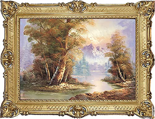 LN Wunderschönes Gemälde 90x70 cm Künstler; F. Antonello *Durch den Wald* Madonna Bild Bilder Barock Rahmen Antik Repro Renaissance 58B
