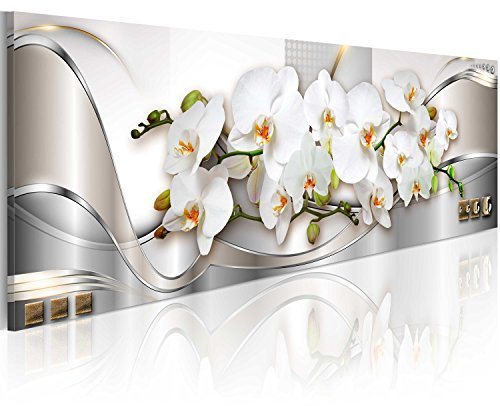 B&D XXL - Tableau Acoustique Nature 135x45 cm 1 Partie - Décoration Isolation Phonique Bureau Chambre Panneau Insonorisant Impression sur Toile - Fleur Artistique Abstraite b-A-0086-b-b