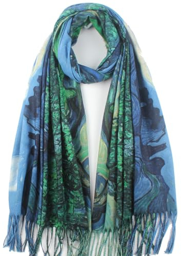 Umjetnost Soft Cashmere Feel Scarf For Women Fashion Art Print Long Warm Scarves Large Shawl Wrap Monet Klimt Van Gogh Painted Gifts (C04)