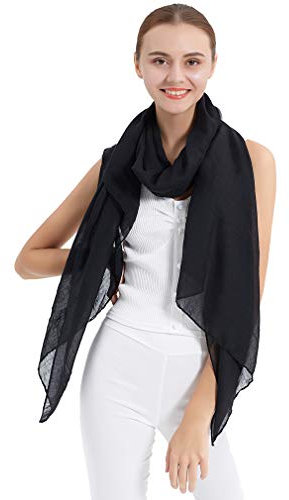 KAVINGKALY Schwarzer Schal Damen, Baumwollschal, Große Tücher und Tücher für Abendkleider (Schwarz)