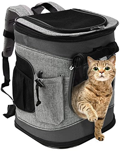 Kritter Planet Haustier-Rucksack mit Mesh-Fenster, atmungsaktive und Faltbare Hundetasche für Hunde und Katzen, herausnehmbare innere Haustier-Matte, für Wandern Radfahren Outdoor, 7kg Welpen