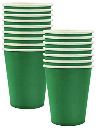 32pcs Green Paper Cups,9oz Disposable Tableware Party Cups Solid Colour Paper Cups Party Drinking Cups for Easter,Birthday,Wedding,Picnic, BBQ,Bar,Restaurant and Party Supplies Table Decorations