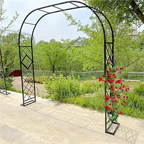 NOWORO Gartenbogen Rankgitter Metall Rosenbogen 180cm 200cm 220cm 260cm 380cm Breite,Hochzeitsbogen Rankbogen mit Basis,Torbogen für Kletterpflanzen Rosen (Color : Schwarz, Size : 200x230cm/79x90.5)