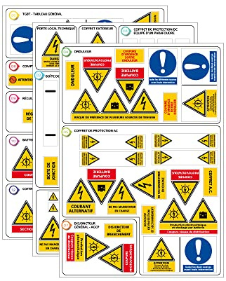 Signalétique.biz - Kit 65 Étiquettes Photovoltaïques + Notice - Conforme CONSUEL & UTE C 15-712