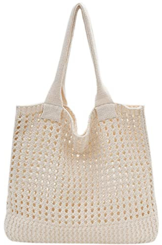 Micmores Handtasche Damen Umhängetasche, Tote Bag Groß Shopper Tasche Damen Schultertaschen Strandtasche Häkeltasche für Arbeit Büro Reisen Einkaufen Schule und Alltag