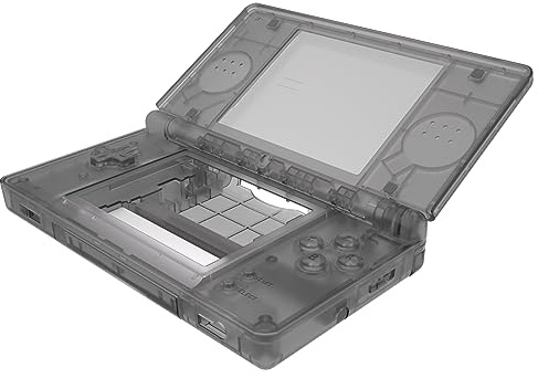 eXtremeRate Cover Skal Knappar Ersättning Fullt för Nintendo DS Lite, Anpassat Handhållet Konsolfodral Cover Case med Knopp för Nintendo DS Lite (Ingen Konsol) - Klar Svart