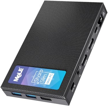 MeLE Quieter 4C Fanless Mini PC N100 8GB 256GB with Multi-OS Support, Ultra Slim and Small, Full-Function USB-C, HDMI Display Desktop PC on Home, Office, Education, Industrial, Billboard