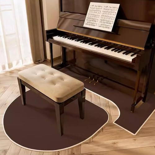 PPGE Home Klavier-Schallschutzteppich, Anti-Rutschmatte Antivibrationsmatte Piano Bodenschutzmatte, Schlagzeug Teppich Schallschutz Matte Schalldämmung Teppich(Color:Dunkelbraun)