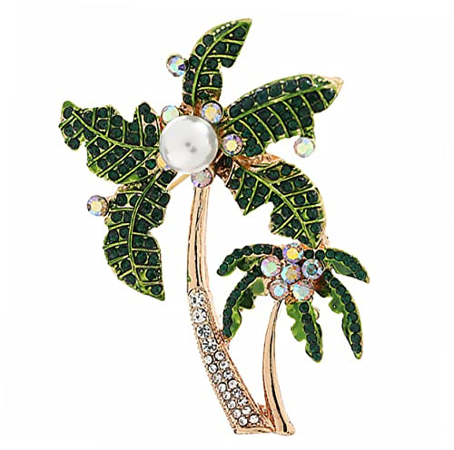 SHERCHPRY Kokospalmenbrosche Modische Brosche Grüne als Dekoratives Accessoire aus Legierung mit Strass und Perle zu Geburtstag und Weihnachten für Damen