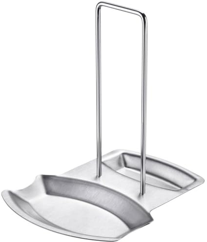 Westmark Ablage für Deckel + Löffel – Besteck- und Topfdeckelablage passend für Deckel Ø 16 - 32 cm, mit tiefen Mulden für das Auffangen von Flüssigkeiten – Rostfreier Edelstahl