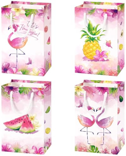 WERNNSAI rosa Flamingo Handtasche - 16 Stück Papiertüten für Mädchen Kinder Flamingo Partyzubehör Gunst Taschen Süßigkeit Behandeln Geschenk Taschen mit Griff | Flamingo Partyzubehör Gunst Taschen Süßigkeit Behandeln Geschenk Taschen mit Griff