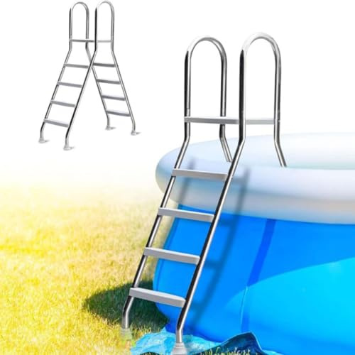 ZHPPED Échelle de Piscine à 4 marches, Charge de 500 LB, escabeau de Piscine Coulissant pour Piscine Hors Sol, sécurité Robuste, échelle de Piscine Hors Sol épaisse, escaliers de Piscine