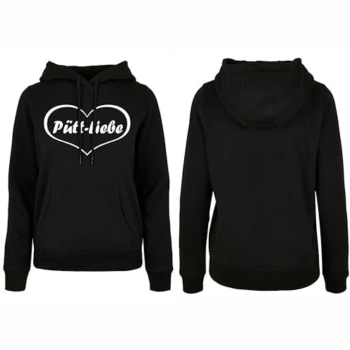 Pütt-Liebe Hoodie Damen Herz Design No. 2 Ruhrpott | Geschenk | Kumpel | Zeche (DE/NL/SE/PL, Alphanumerisch, M, Regular, Regular, Schwarz)