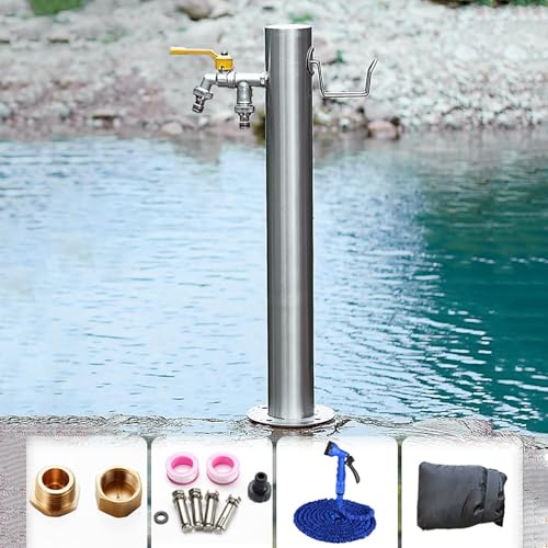 XRRJFYH Wassersäule Garten mit Wasserhahn Wasserzapfsäule Garten Edelstahl Frostsicher Wasserhahn Garten Wasserzapfstelle Aussenwasserhahn Wasserhahnsäulen(86x10.5CM/34x4.1in)