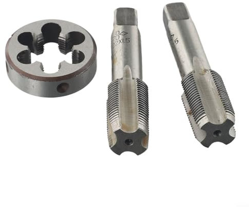 Gewindeschneider-Set, M22 x 1,5 mm, HSS M22 x 1, 5 mm, mit passendem metrischem Schneideisen-Set für Rechtsgewinde, 3 Stück