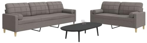 Somanki 2-TLG. Sofagarnitur mit Dekokissen Taupe Stoff, Loungesofa, Sofas & Couches, Relaxsofa, Couch für Wohnzimmer - 3278342