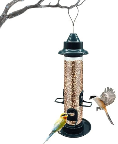 Futterspender für Vögel – Automatische Vogelfutterspender für Wildvögel | Futterspender für Vogelsamen mit hängendem Kunststoffrohr mit 6 Türen,
