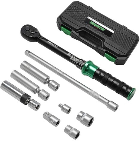 LLAVETOR Set di candele 9 pezzi, chiave dinamometrica da 3/8 di pollice 60 N.M con bussola universale per candele, adattatore da 1/2, 1/4 e asta di prolunga