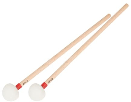Milisten 2 Baquetas de Fieltro Mango de Madera Rojo para Timbales, Accesorio para Instrumento de Percusión Sonido Sostenido y Larga Duración