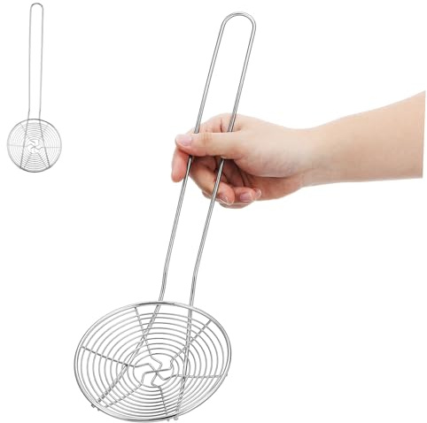 Mobestech Colador De Acero Inoxidable Para Cocinar Colador De Aceite y Filtro Espumadera Para Frituras y Salsas Calientes Ollas Grandes