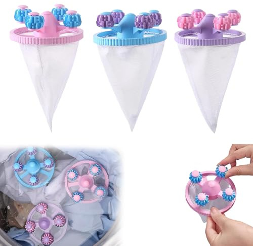 2025 Upgrade Pet Hair Remover for Laundry,Lint Catcher for Washing Machine,Floating Hair Filtering Mesh Removal,Washing Machine Lint Catcher（3 Colors Mixed）