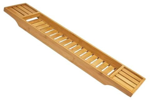 Bamboo Wooden Bath Tray Bathroom Storage Shelf, Bathroom Organiser & Shower Caddy, Bath Board Storage Rack, Wooden Tray Shelf for Home Storage, Relaxing Spa Bath & Caddy Organiser (Brown)