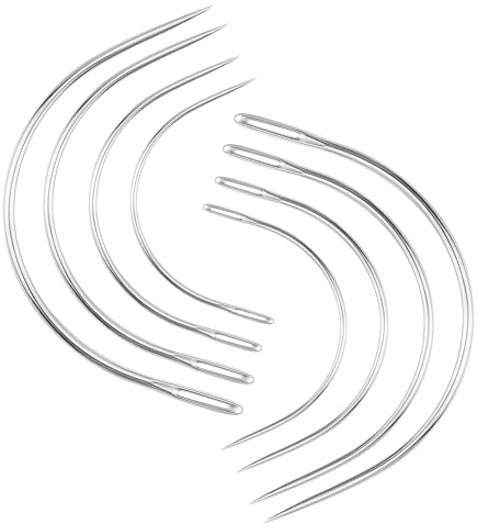 Desenda 8 PCS Curved Needle Set, Curved Needles for Hand Sewing | C-shaped Design, 4 Sizes (2 2.5 3 3.5), Strong and Sharp, for DIY Sewing, Leather, Carpet, Canvas Repair