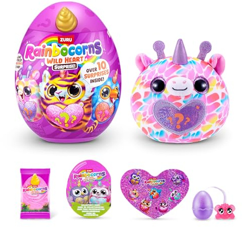 Rainbocorns Wild Heart Surprise (Giraffe) de ZURU – Peluche Coleccionable con Sorpresas, Huevo Misterioso para Niñas y Niños 3+