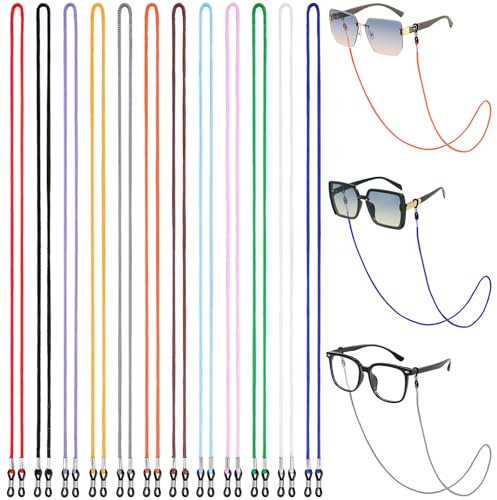 BILIONE 12Pcs Nylon Eyeglasses Strap Braided, Glasses Lanyard for Women Men & Kids, Eye Glasses Holder Strings Around Neck